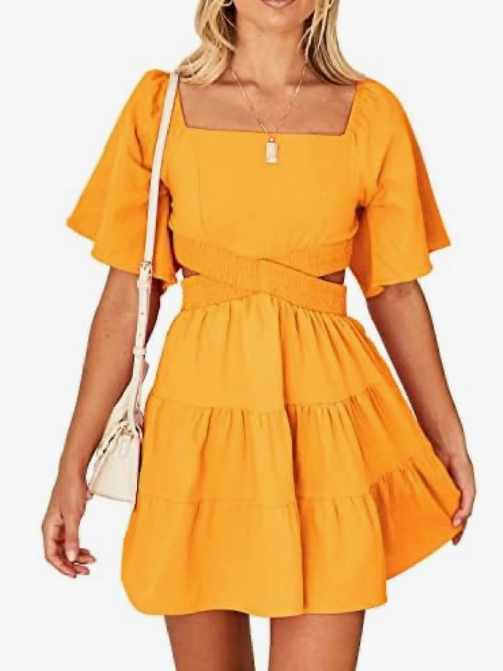 Free People Cross Of Sunlight Mini Dress Yellow Size M